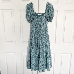 ASTR The Label Florentina Floral Tiered Maxi Dress in Blue Pink Floral